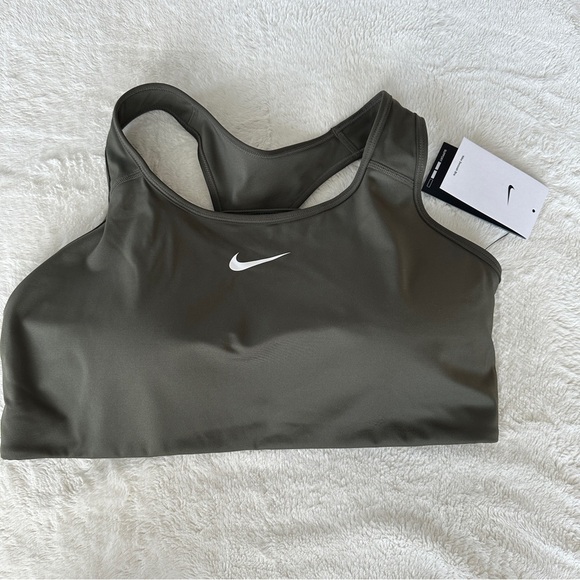 Nike Dri-FIT Sports Bra Olive Green 1X Racerback Medium Support NWT - Picture 1 of 6